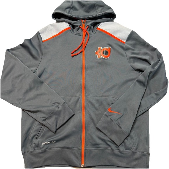 Nike Other - Nike KD Kevin Durant Therma-Fit Hoodie Jacket Gray Orange Mens Large